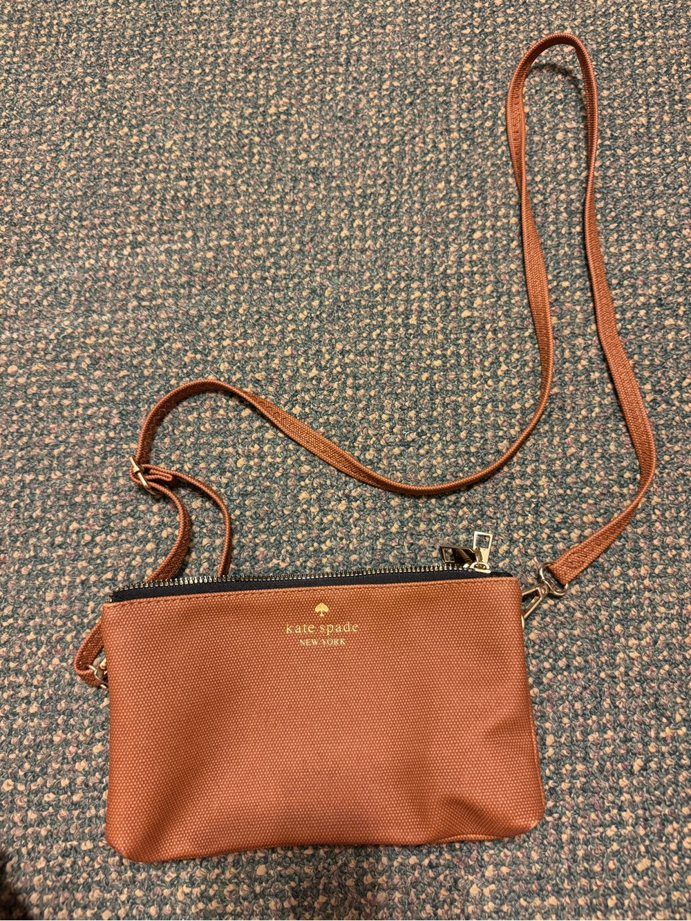 kate spade Brown Leatherette Crossbody with Gold Logo